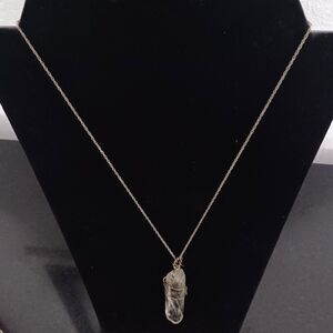 Hand Crafted Wire-Wrapped Quartz Pendant Necklace, 18"